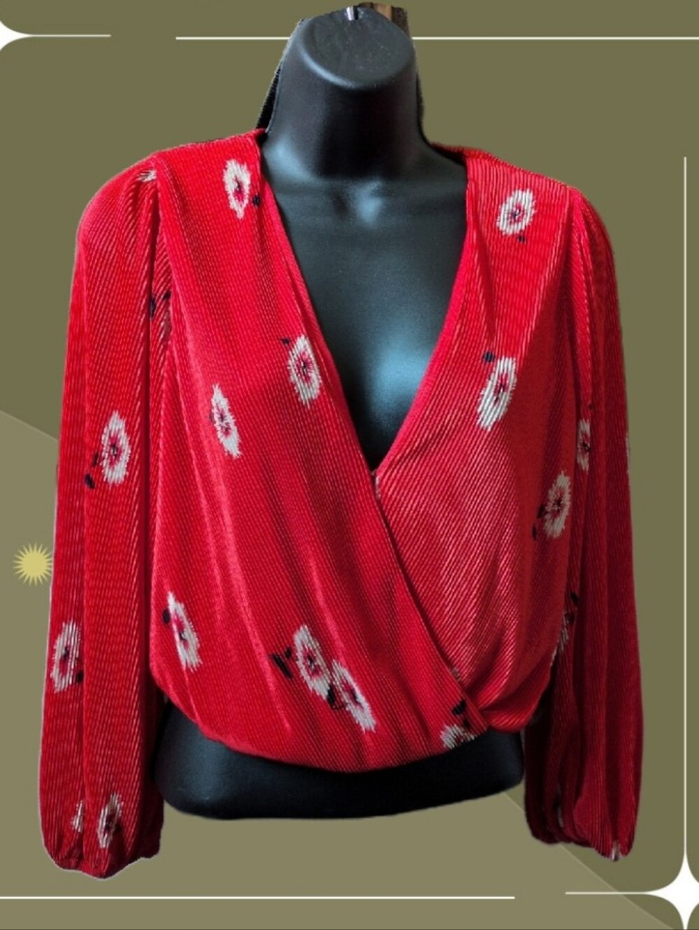 ✨ Astr The Label Red Floral Wrap-Style Crop Top xs